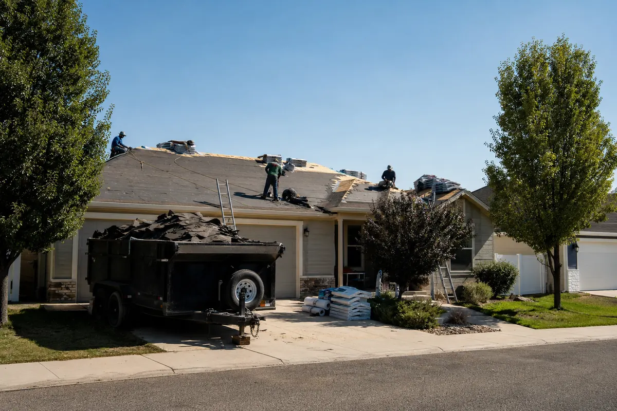 Shingle roof replacement on a property in Nampa, ID